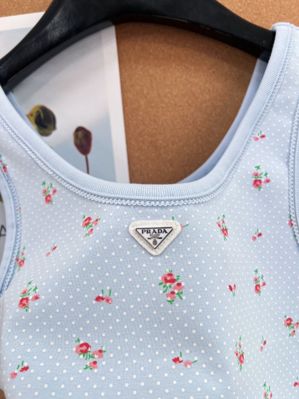 Prada Ditsy Floral Light Blue Tank Top - Picture 9 of 11